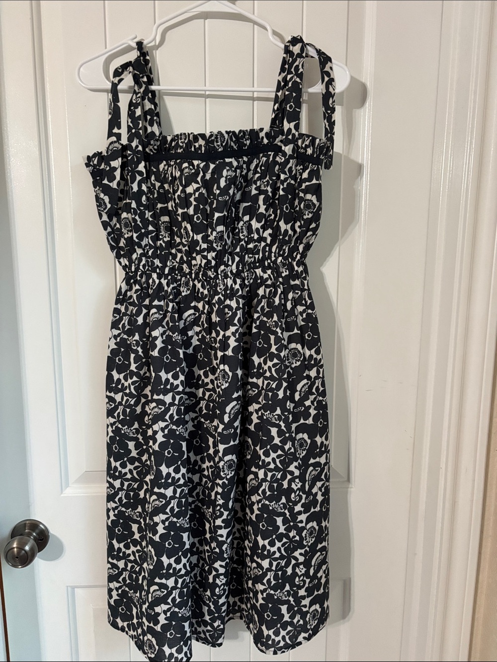 CELINA MOON Black and White Floral Smocked Dress -size Medium